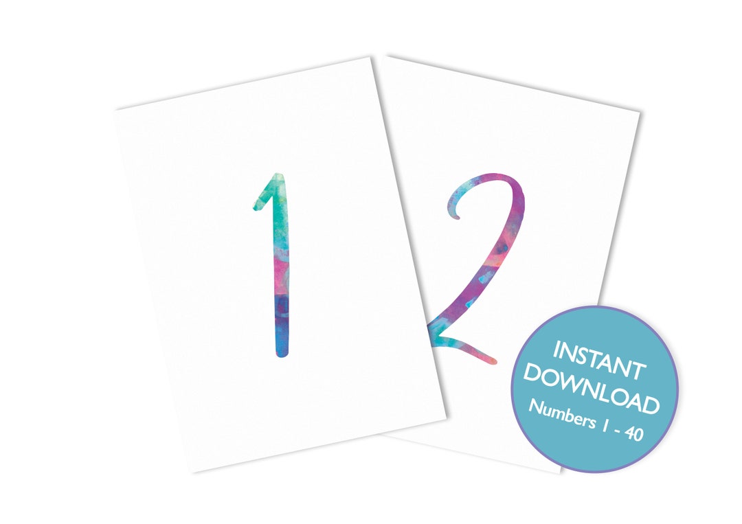 DIGITAL FILE Colour Splash Table Numbers Instant Download - Etsy