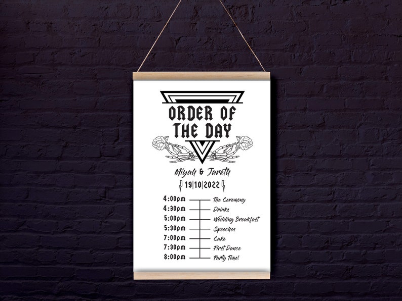 DIGITAL FILE Wedding Order of the Day Sign / Poster Until Death Rock n Roll image 2