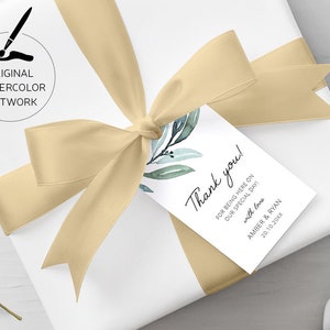 Greenery Wedding Favor Tag Template, Eucalyptus Thank You Tags, Shower Favor, Welcome Bag Label, Fully Editable, Printable DIY, Download 004