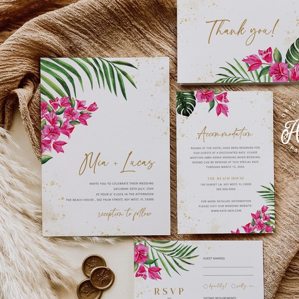 Tropical Wedding Invitations - Etsy