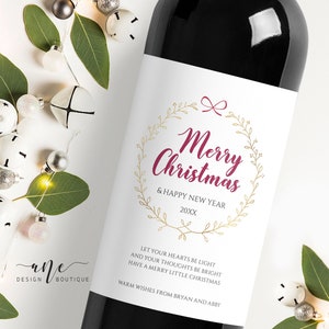 Printable Christmas Wine Label Template, Editable Christmas Wine Bottle ...