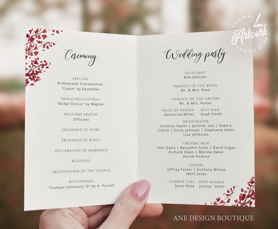 Fall Wedding Program Templates