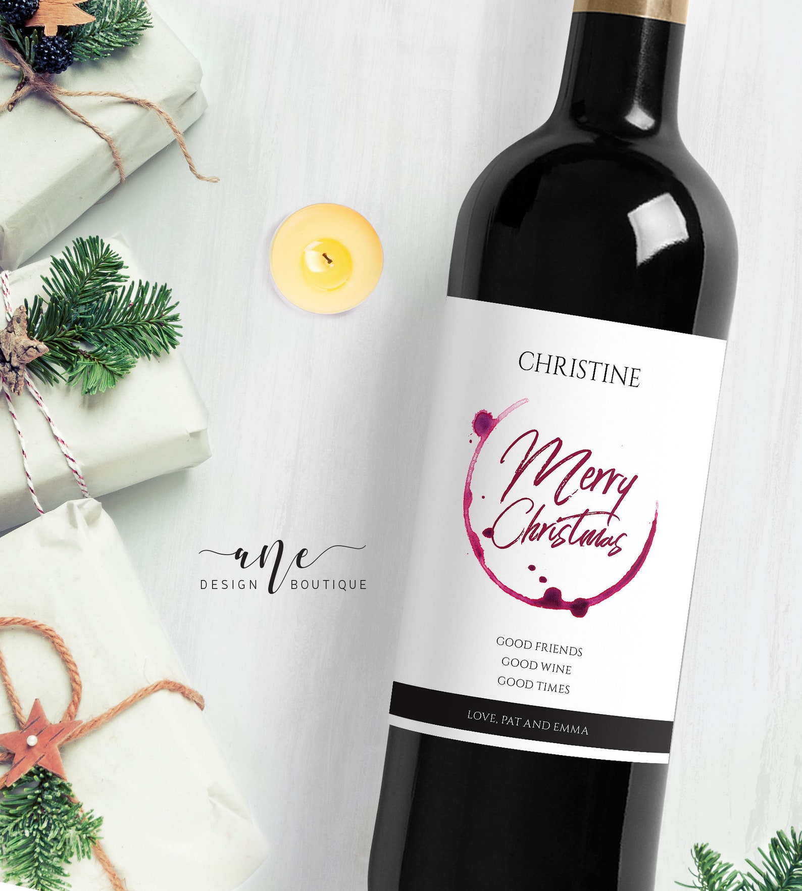 printable christmas wine label template editable pdf etsy