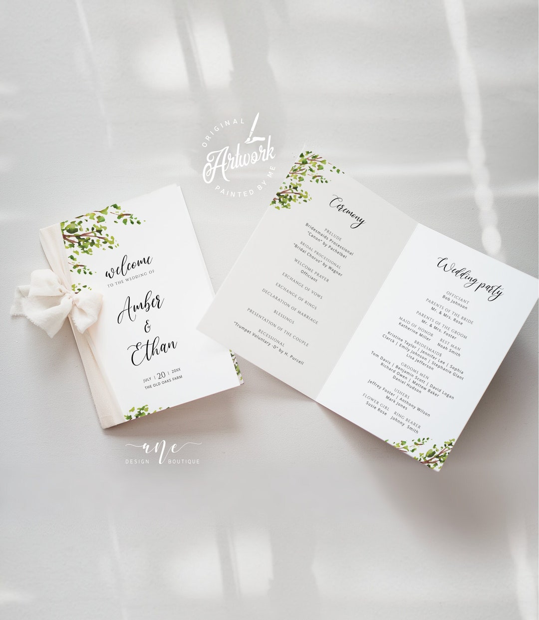 Old Tree Rustic Wedding Booklet Program Template, Editable Bi-fold ...