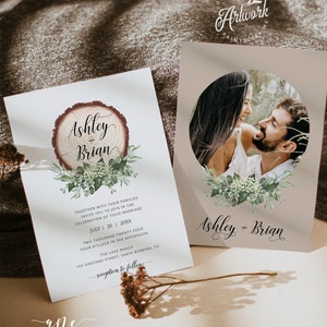 Hand Painted Rustic Wedding Invitation Set Editable Template, Printable Country Barn Wedding Stationery Suite Original Artwork, Download 018