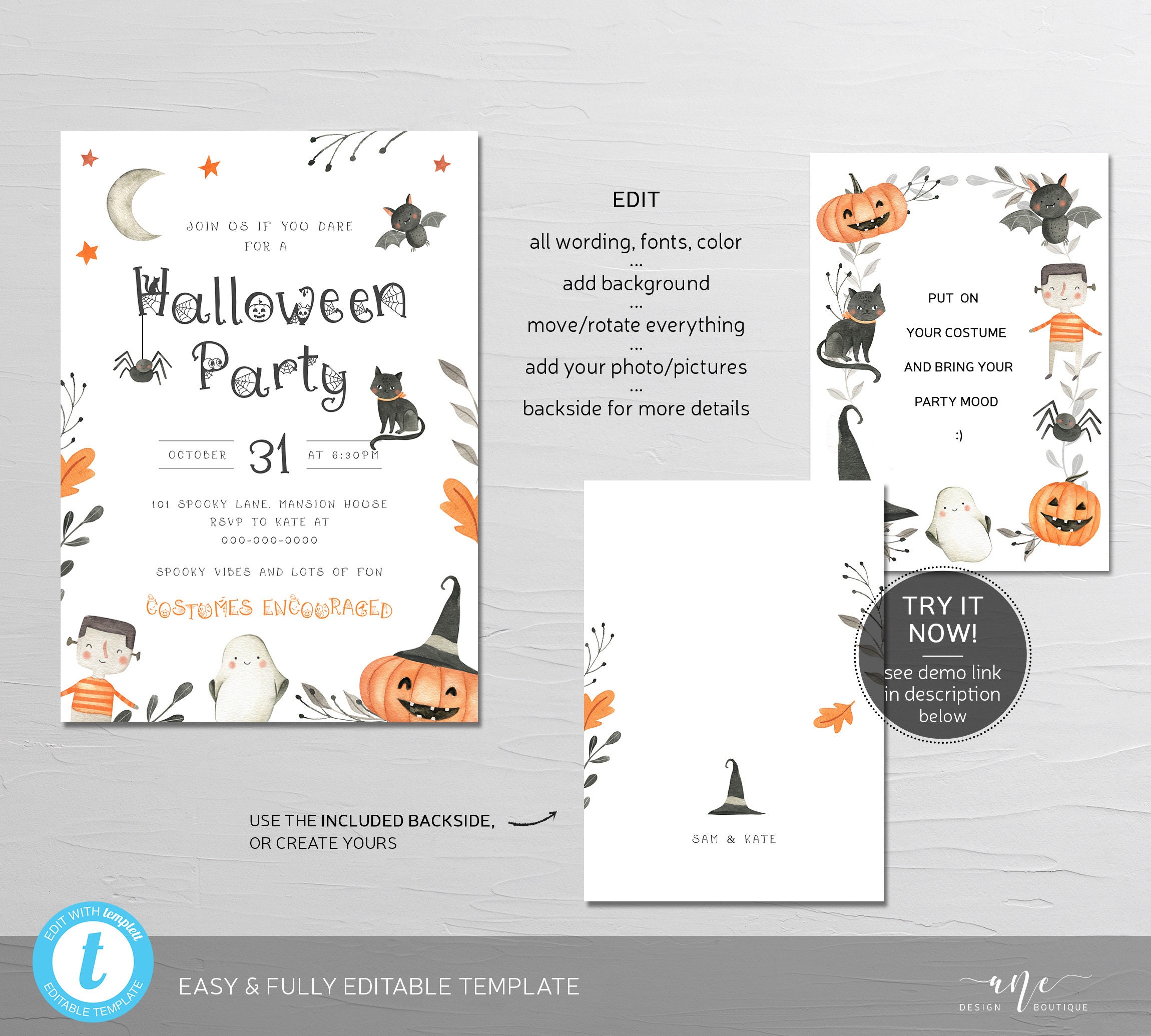 Editable Halloween Party Invitation Template Printable Spooky | Etsy