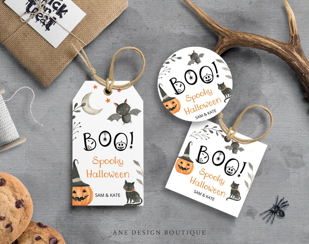 Editable Halloween Favor Tag Template, Printable Boo Gift Tags, Costume ...