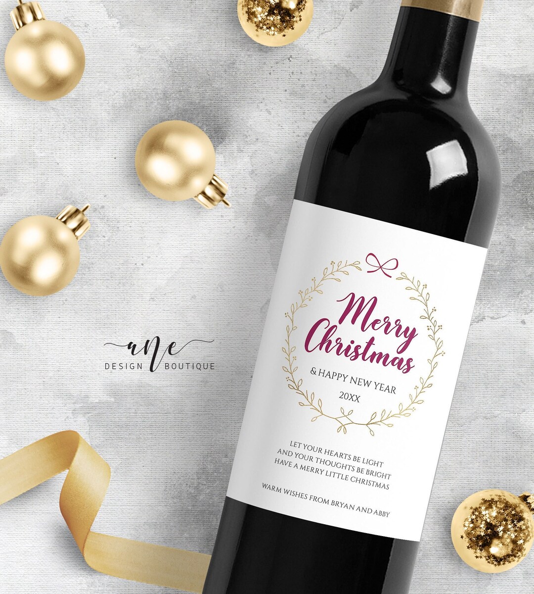 Printable Christmas Wine Label Template, Editable Christmas Wine Bottle ...