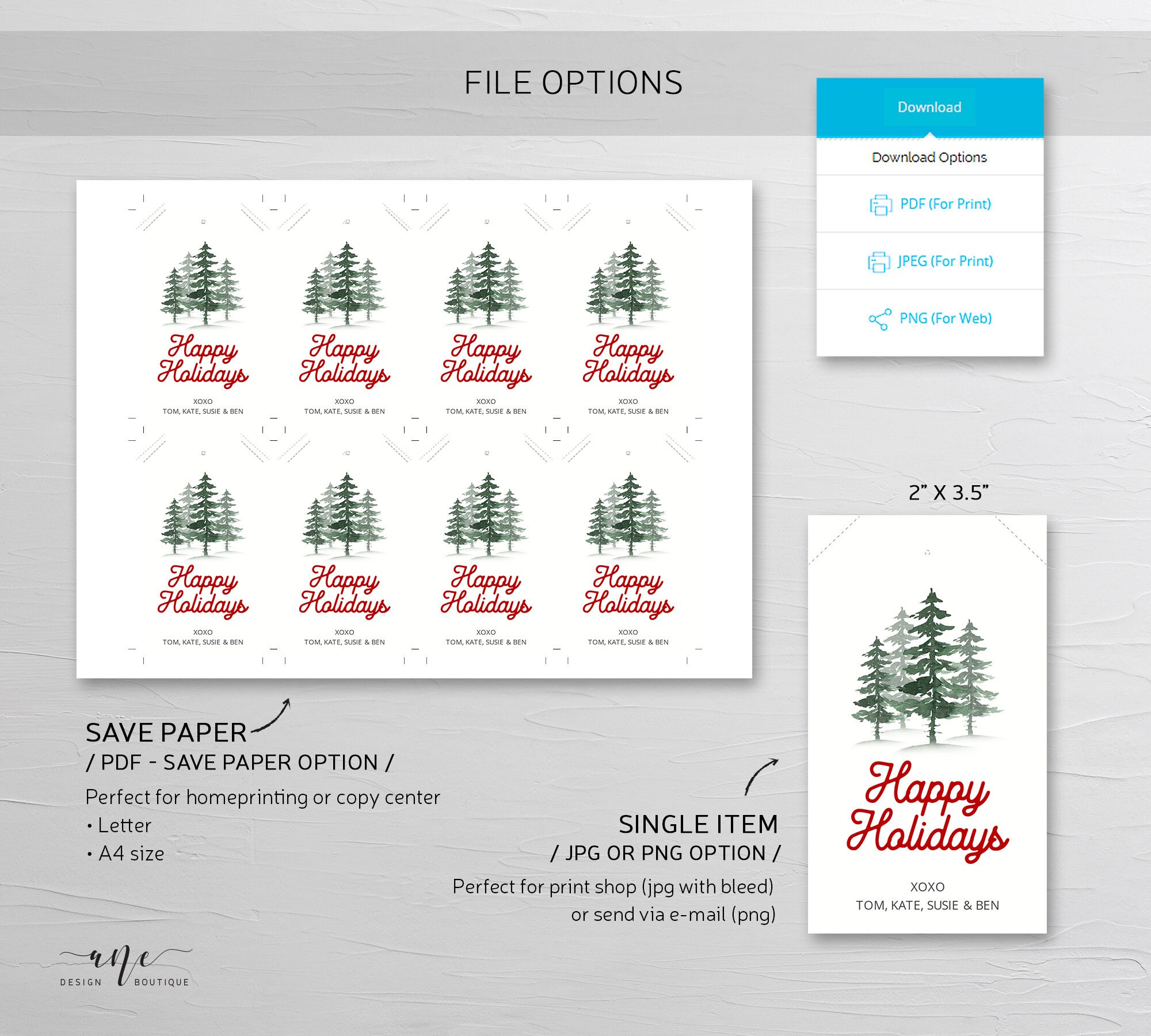 Pine Tree Woods Gift Tag Template Holiday Printable Tag | Etsy