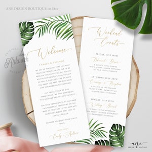 Hand Painted Tropical Wedding Stationery Bundle Printable, Editable Minimalist Destination Beach Invitation Set Signs Templates Download 002 image 4