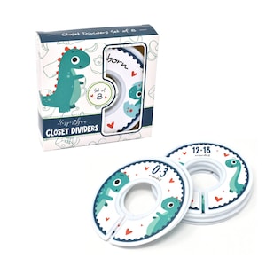 HarperLynn Baby Closet Dividers - Juego de 8 Divisores de ropa de guardería de dinosaurios Tamaño recién nacido a 2T. Ideal para padres primerizos de niño o niña.