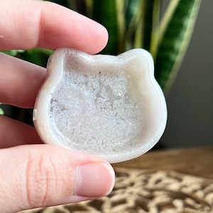 Flower Agate Crystal Cat Mini Bowl