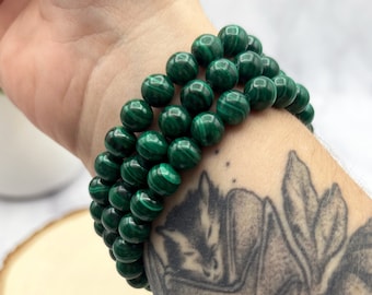 Malachiet 8 mm kristallen kralen armband