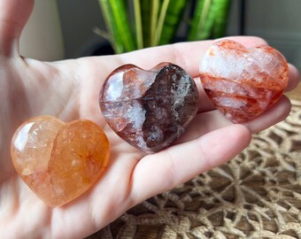 Corazón de cristal de cuarzo hematoide/fuego