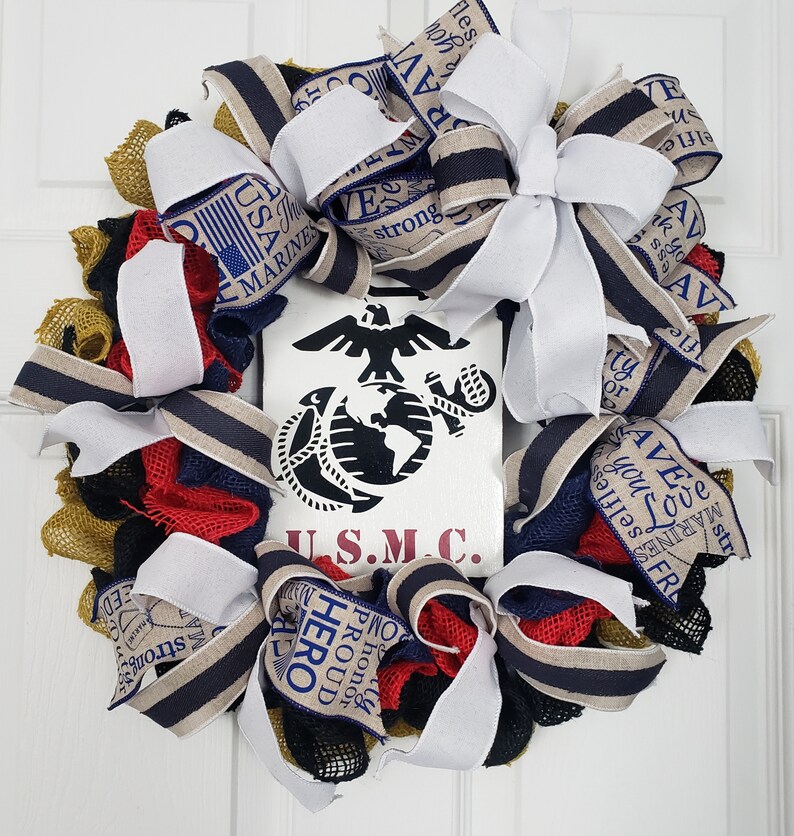 Marine Corps Wreath Marine Wreath Usmc Wreath Patriotic Etsy