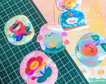 Plant-iful Praise : Praise, Plants, Puns! Cute Christian Sticker Set (Set of 5)