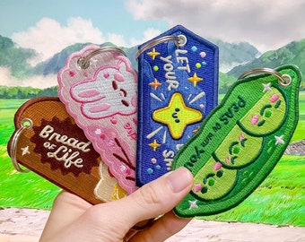 Blessing Tags: Embroidered Cute and Punny Christian Keytags Kawaii Jet Tags