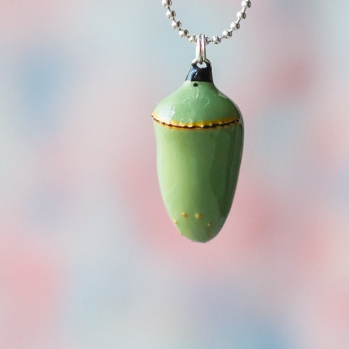 Monarch Chrysalis Pendant Jade 