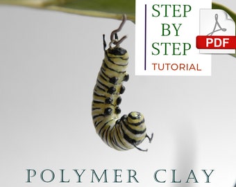 Polymer clay tutorial, Monarch Caterpillar pendant