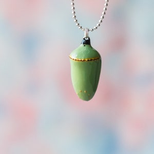 Monarch chrysalis pendant, chrysalis necklace