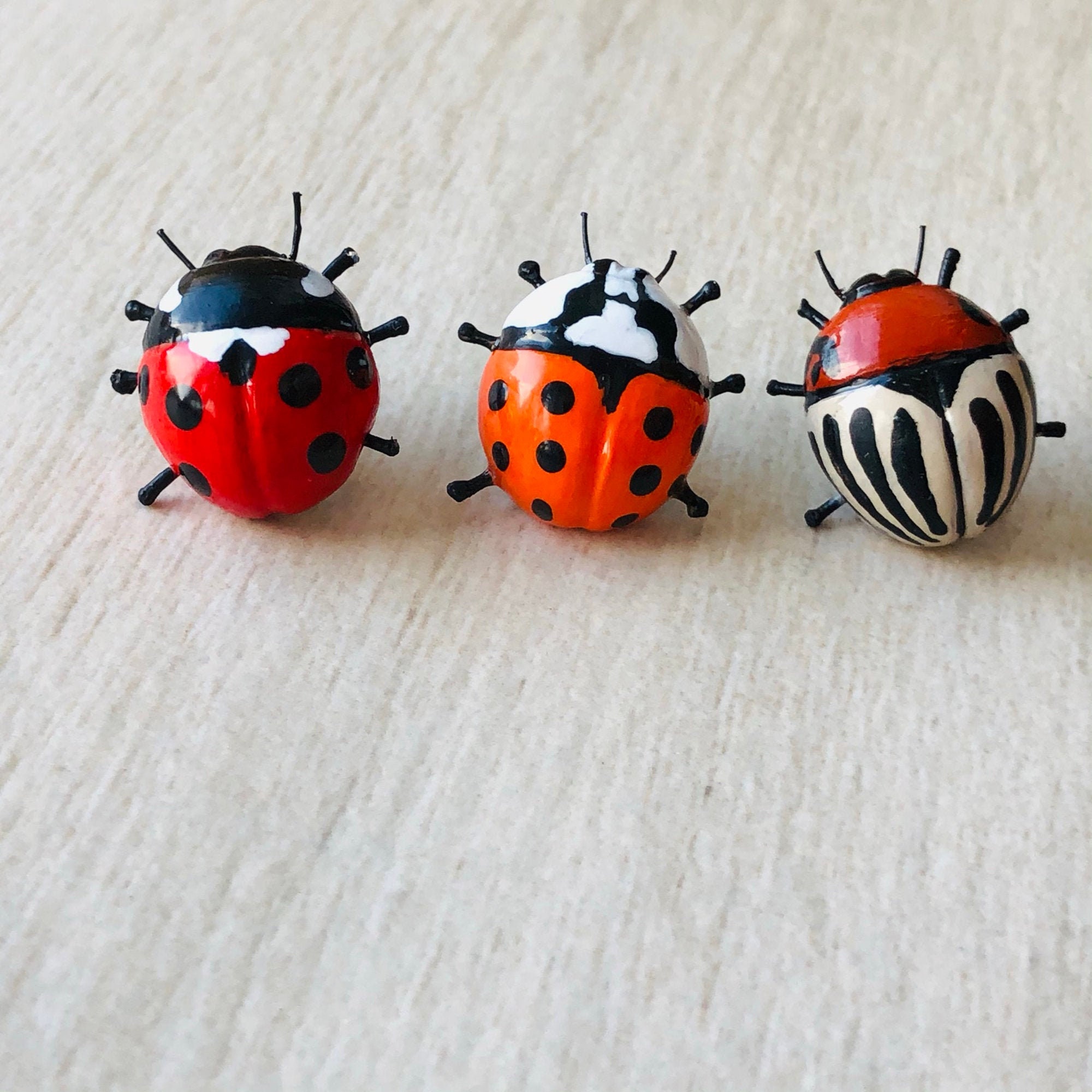 Set 3 miraculous ladybug pins miniature insect brooch Etsy