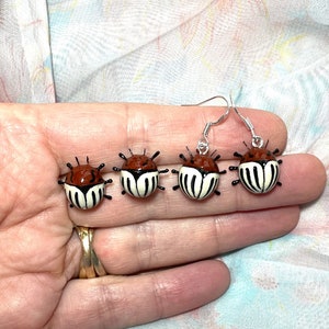 Colorado beetle earrings, Clay insect jewelry