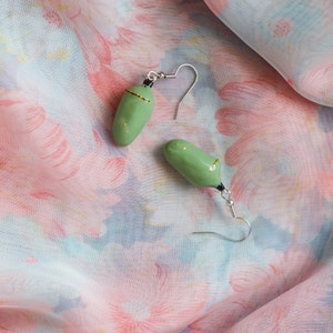 Monarch chrysalis earrings with hand painted detail