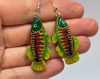 Handmade colorful fish dangle earrings