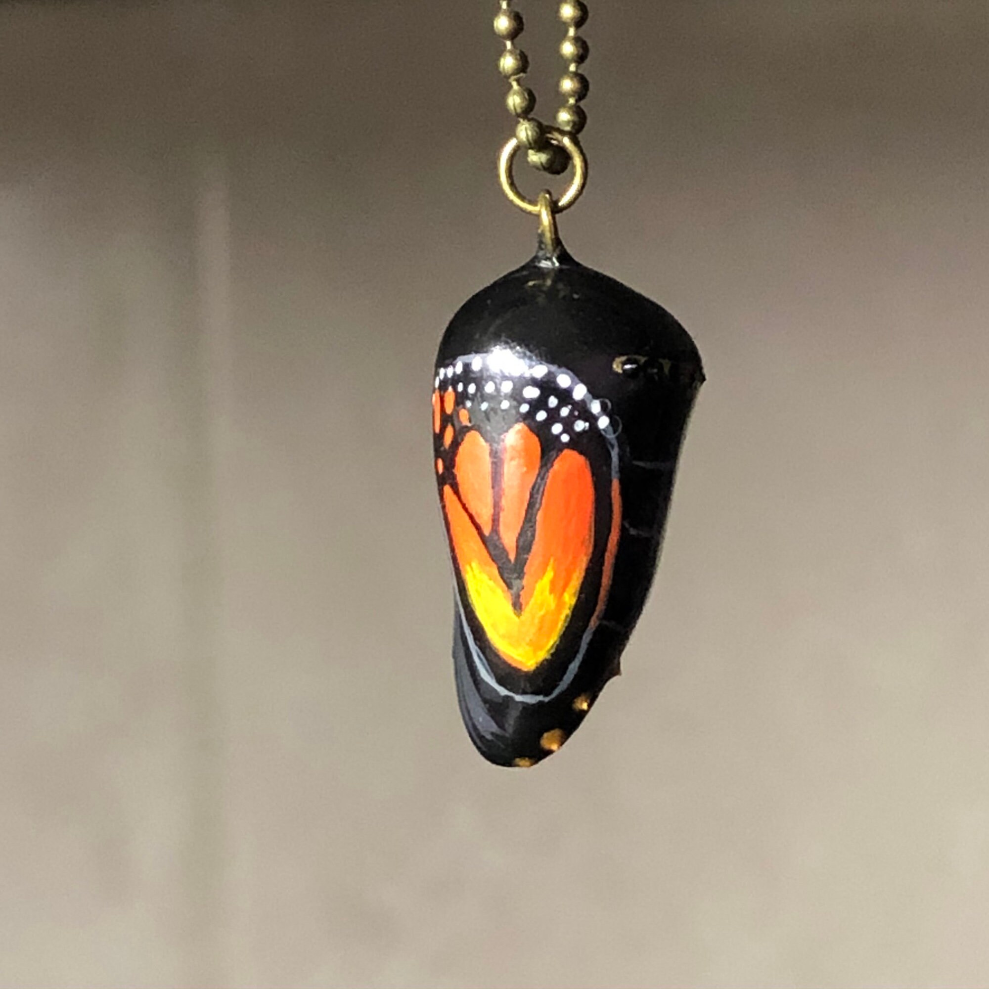 Monarch chrysalis pendant nature jewelry black owned jewelry Etsy