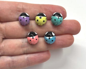 Good Luck Ladybug pin, miniature insect brooch