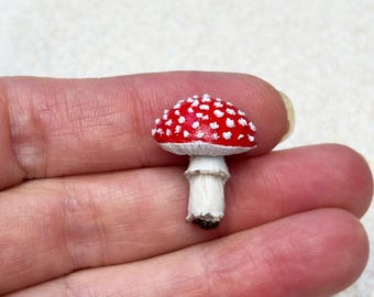 Amanita mushroom pin, cute red toadstool brooch