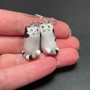 Purrfectly adorable whimsical handmade cat earrings, custom jewelry, cat lover gift