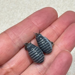 Brincos de pressão Isopods, brincos artesanais, presente para amantes de animais