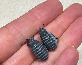 Isopods clip-on  Earrings, Handmade Earrings, Gift for Animal Lovers