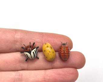 Handmade  Colorado Beetle, Larva, Potato lapel Pin
