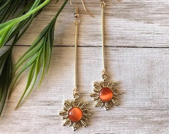 Sun Dangle Drop Earrings