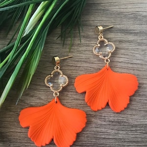 Orange Flower Earrings