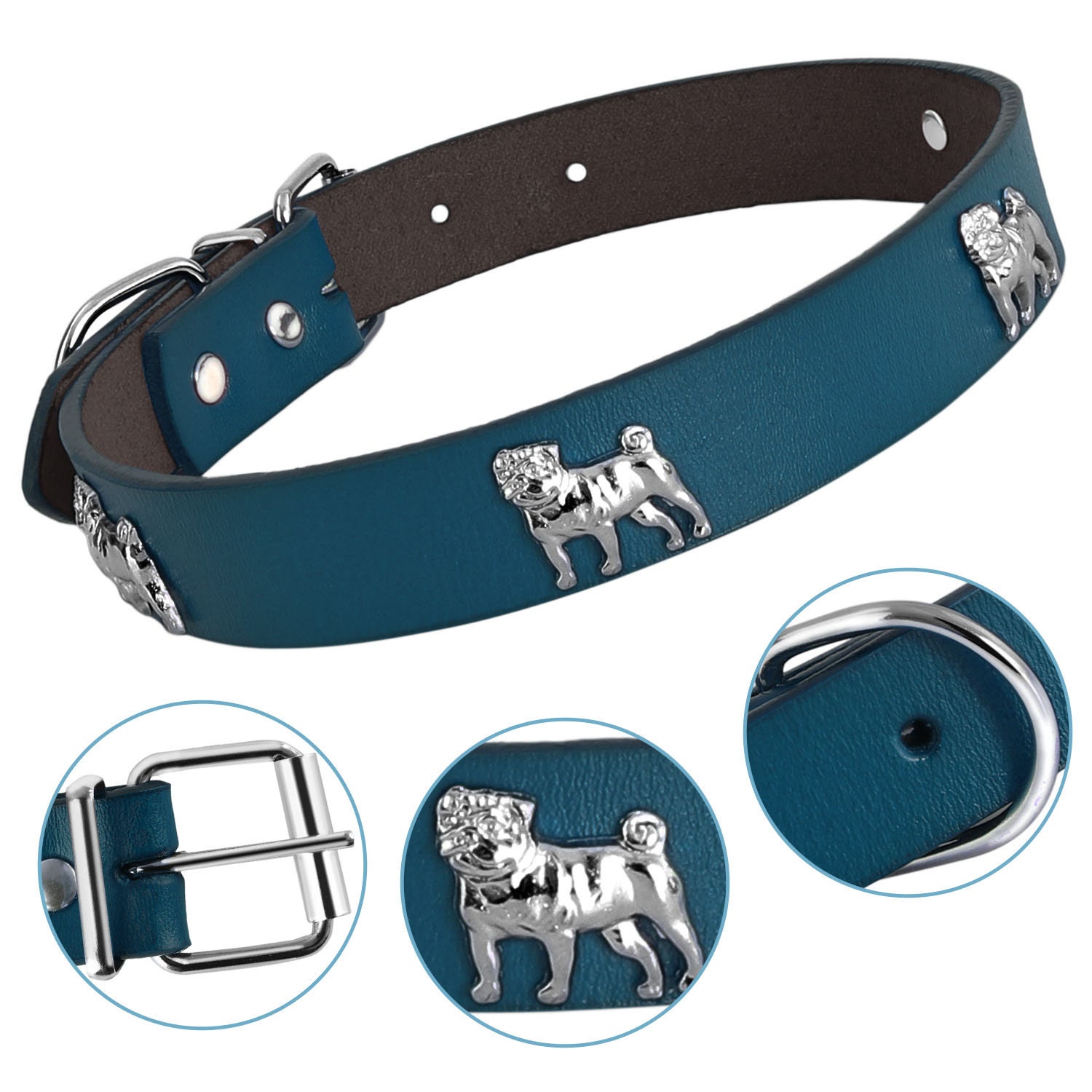Bark Lover Deluxe Designer Leather Pet Collar For Medium-Large Dogs(Four Puppies