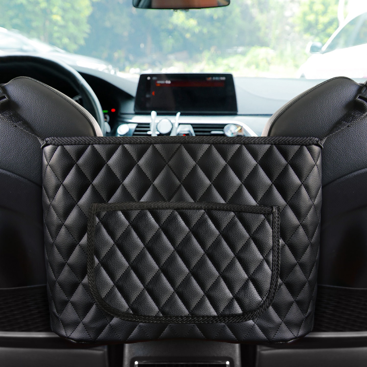 Car Net Pocket Handbag Holder Between Seats, Car Back Seat & Consoles  Organizer for Document Phone Purse Storage, Net Bag Barrier of Pet Dogs  Kids for Safe Driving 