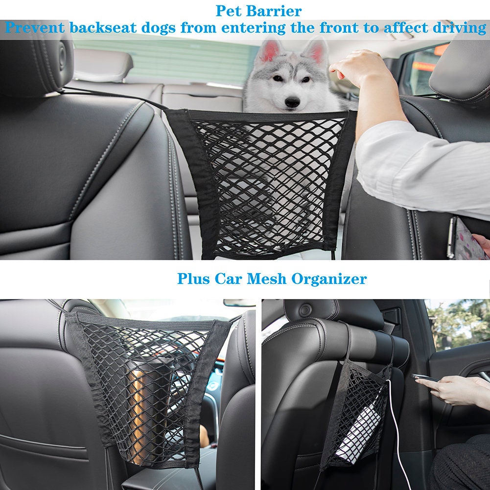 Car Storage Net Bag Between Seats Car Divider Pet Barrier Stretchable