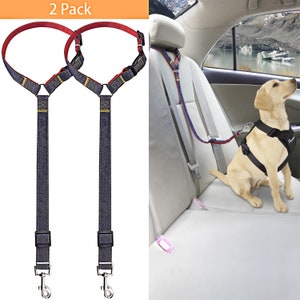Bark Lover Pet Dog Universal Car Seat Belt, Dog Safety Belt for Small Medium Large Dogs, Denim and Nylon Design for Travelling