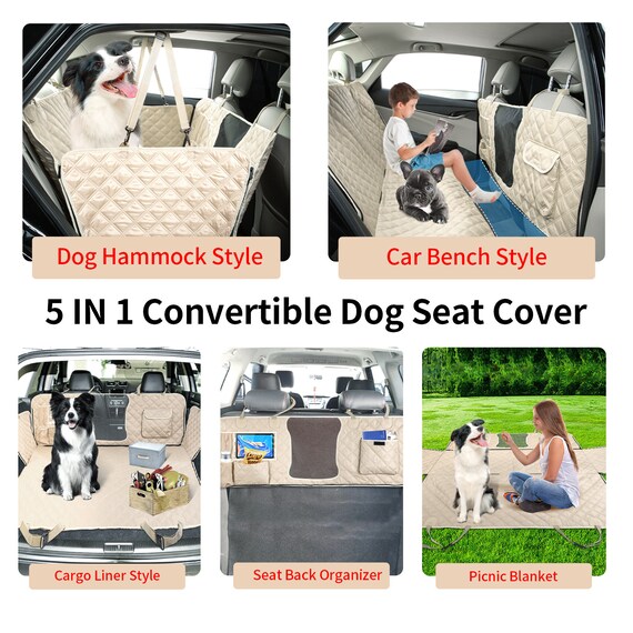 Bark Lover Funda para asiento de coche para perro, para asiento trasero,  hamaca de coche, protector impermeable para asiento trasero para perros,  ventana de malla y múltiples bolsillos -  España