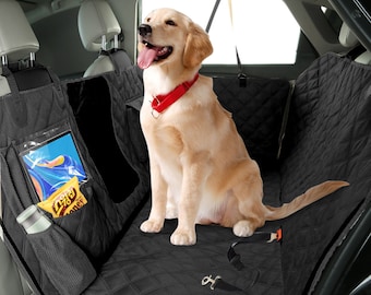 Bark Lover Dog Car Seat Cover for Back Seat Car Hammock, Waterproof Backseat Protector for Dogs, Mesh Window and Multiple Pockets