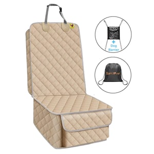 Coprisedile anteriore impermeabile per cani: resistente, antiscivolo, con tasca Beige