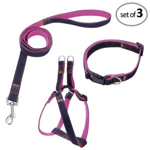 Dog Harness Leash & Collar Set – Adjustable 3 Piece Walking Set for Small Medium Large Dogs