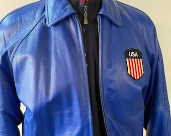 Brand New Stock Item Men’s Genuine Leather Blue Jacket Size XL U.S.A Design