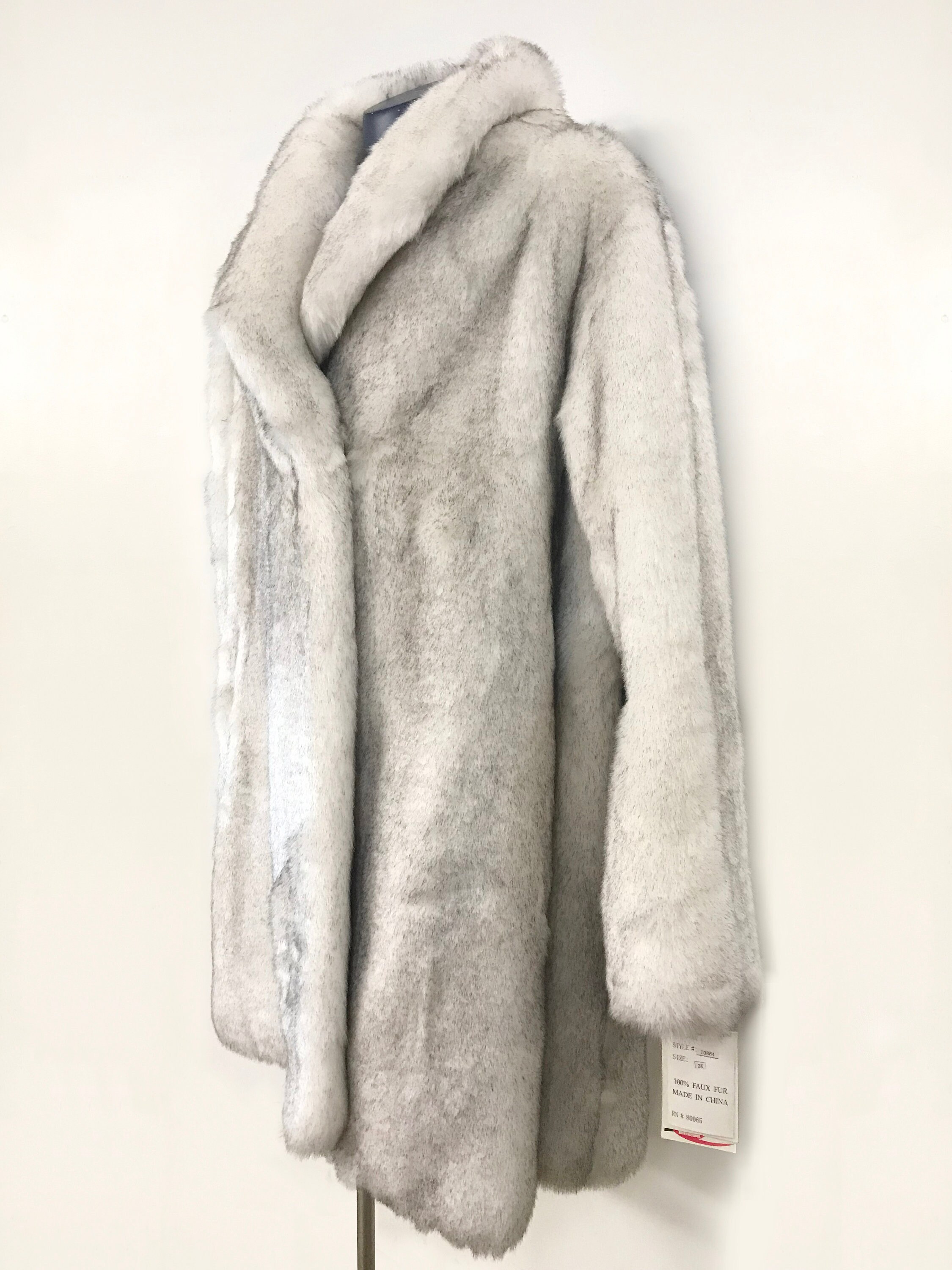 3 4 Natural Blue Faux Fur Coat Etsy UK