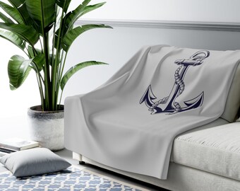Nautical Anchor Throw Blanket