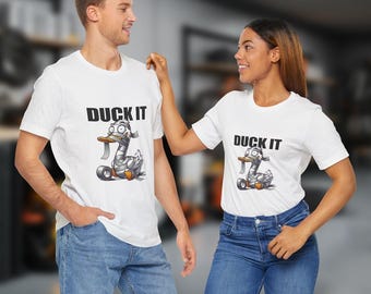 ダクトテープと罵り言葉の達人のための、ユーモラスなDUCK IT Fun半袖Tシャツ