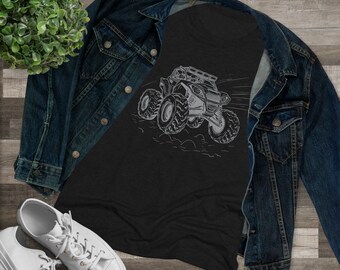Women's Triblend Side-by-Side Gray on Black T-Shirt